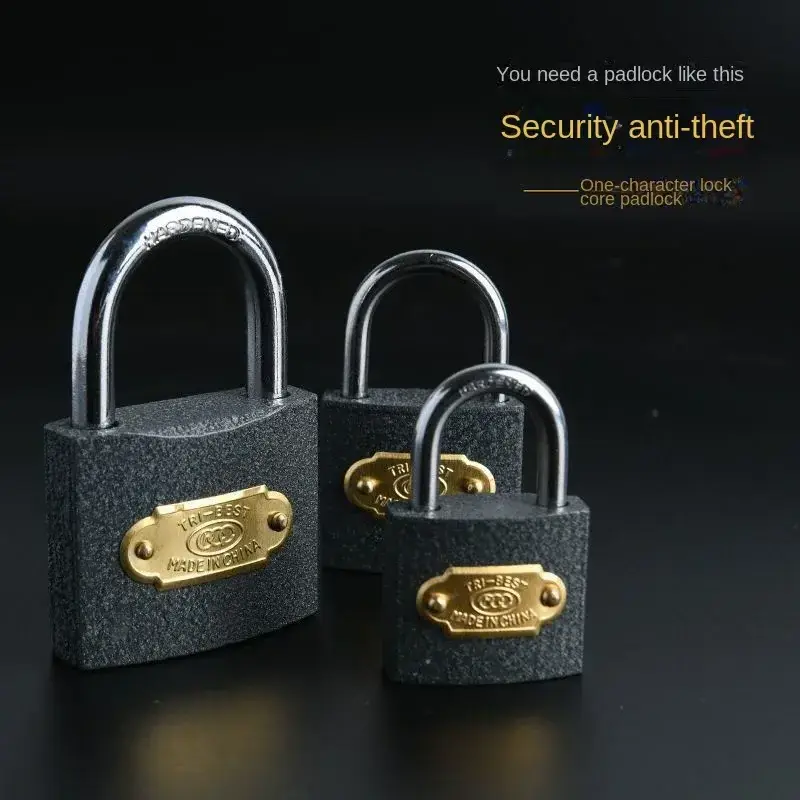 Wholesale customizable LOGO high quality cheap multi size safety black keyed padlock 20mm 25mm 30mm Iron padlock