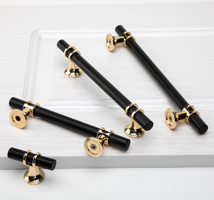 Lengthen Luxury Modern Simple gold Black Bathroom Cabinet Drawer Wardrobe T bar Cabinet Handle