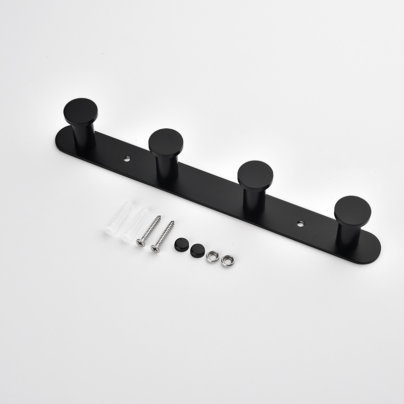 Perforated Coat row hook Dumb black bathroom towel Wall Robe Hook for Hat And Clothes