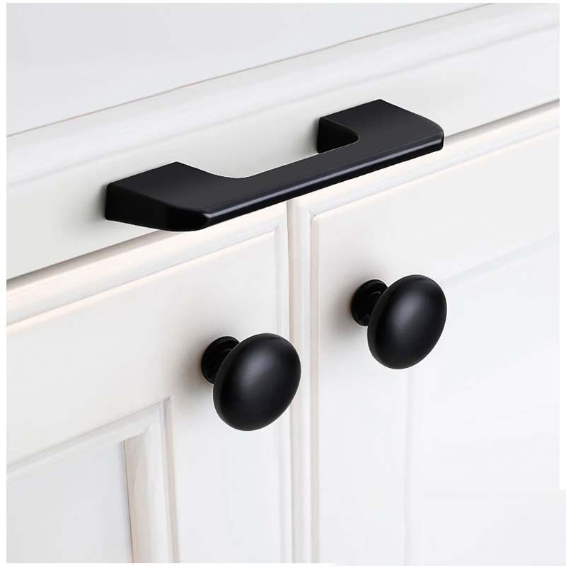 Kitchen Cabinet Handle Black Cabinet Door Handle High-grade Drawer Dresser Knob Minimalist Wardrobe Aluminum Alloy Handle Modern