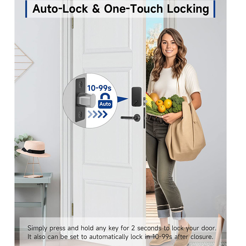 Electronic Keypad Entry Front Door Anti Peeking Auto Lock Passcode Smart Fingerprint Deadbolt Door Lock