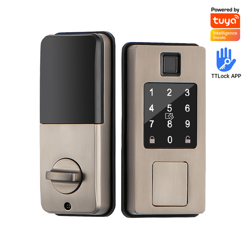 Tuya TTlock Remote Control Front Entrance Door Ble Card Fingerprint Unlock Intelligent Smart Deadbolt Lock