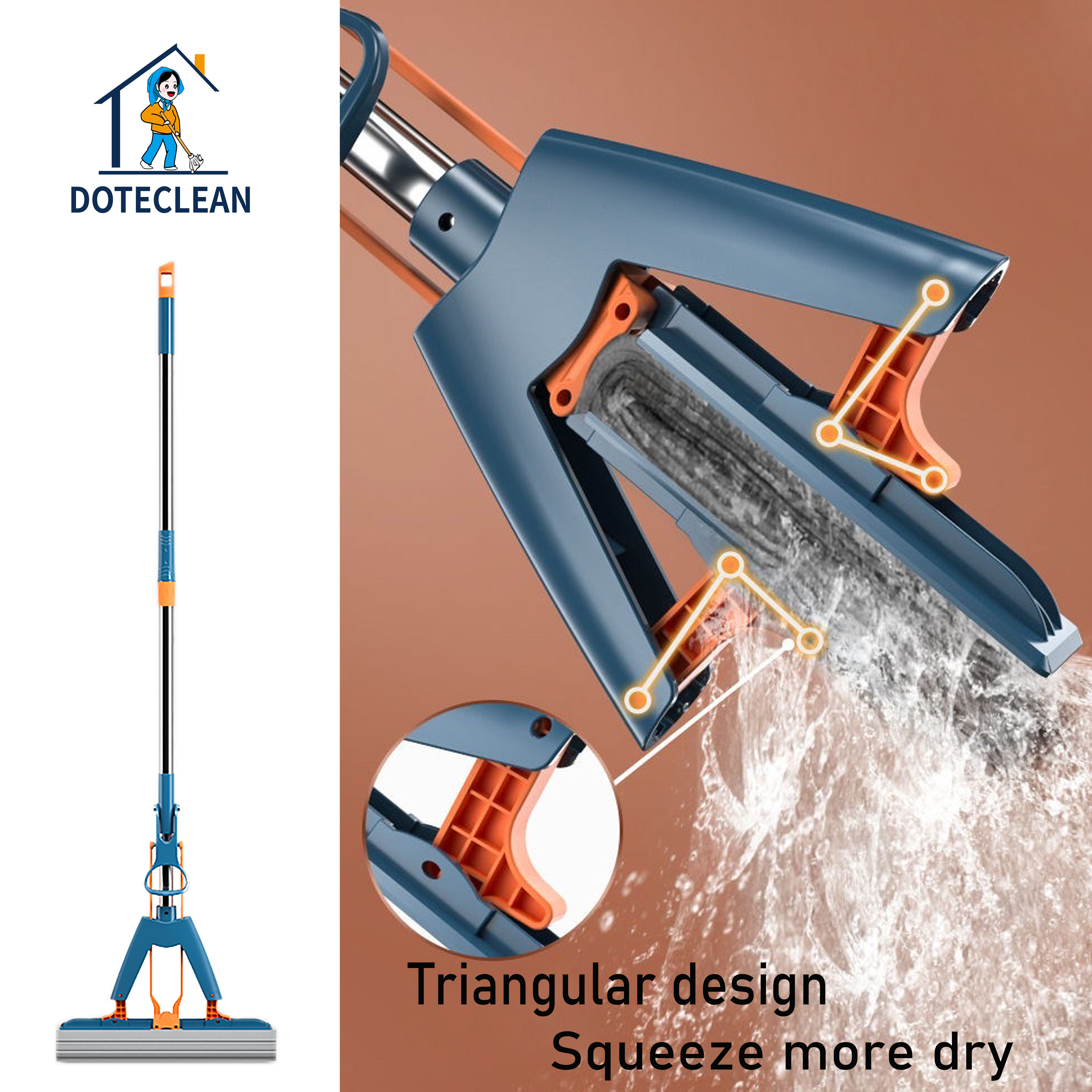 Most Popular telescopic handle Magic 360 Easy Foldable Squeeze removable Self Cleaning Floor PVA Mop Hand Free