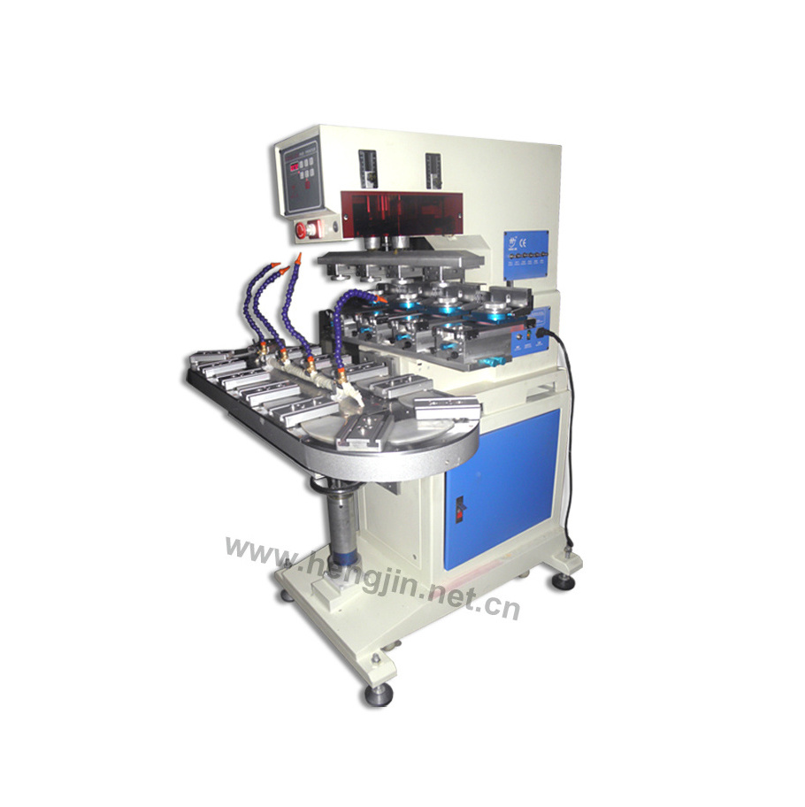 High Precision 4 color rotary table seal ink cup tampon printer 4 color plastic pad printing machine