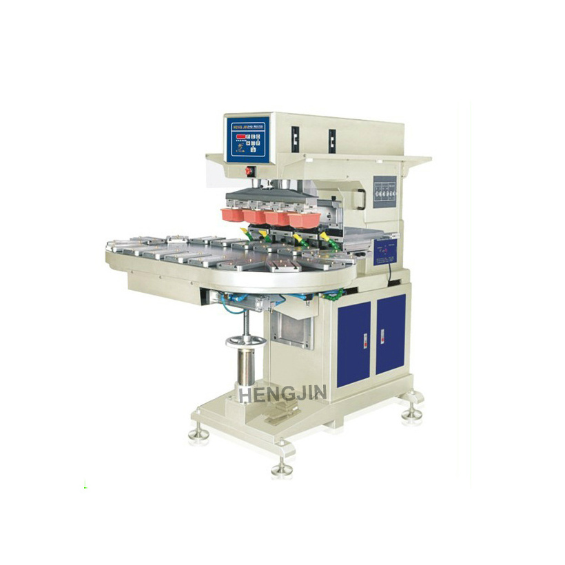 High Precision 4 color rotary table seal ink cup tampon printer 4 color plastic pad printing machine