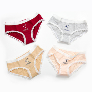 Wholesale Breathable Girls Underwear Organic Cotton Lace Low Rise Ladies Cotton Panties