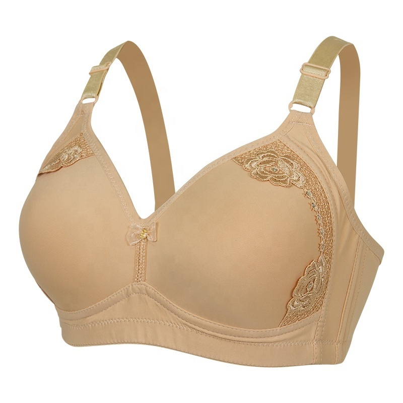 New Style Full Cup Big Size Thin Wire Free Plain Dyed Appliques Women'S 38 Bra Size