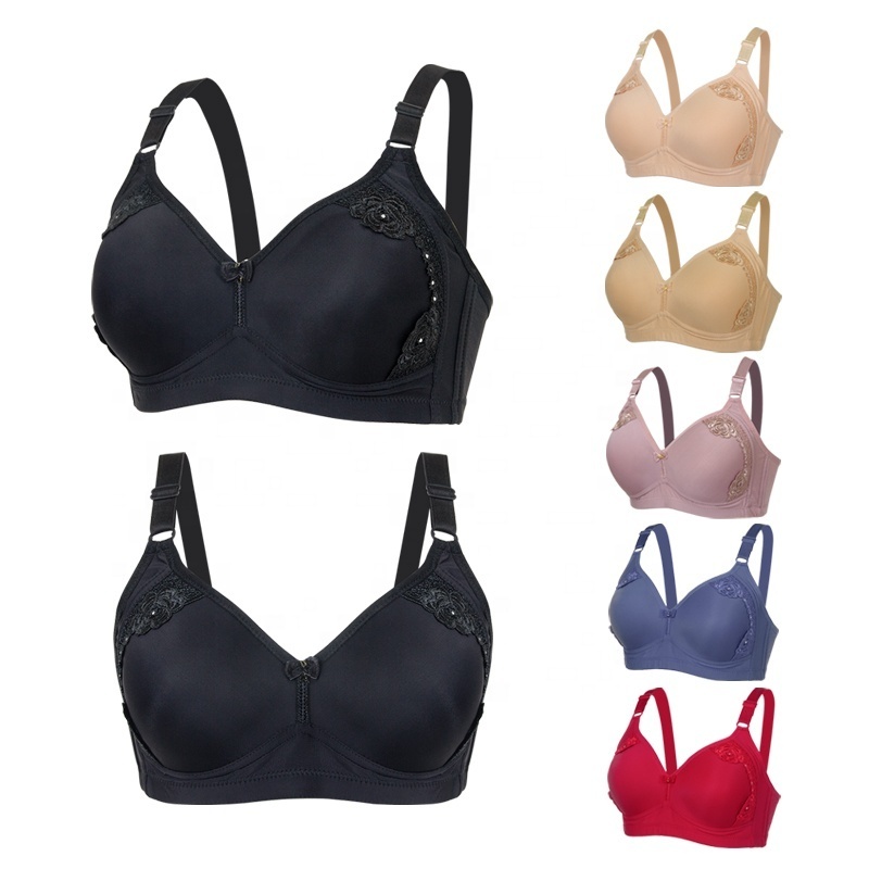 New Style Full Cup Big Size Thin Wire Free Plain Dyed Appliques Women'S 38 Bra Size