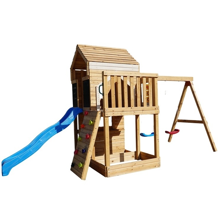 kids wooden backyard playground slide swing set outdoor playground equipment