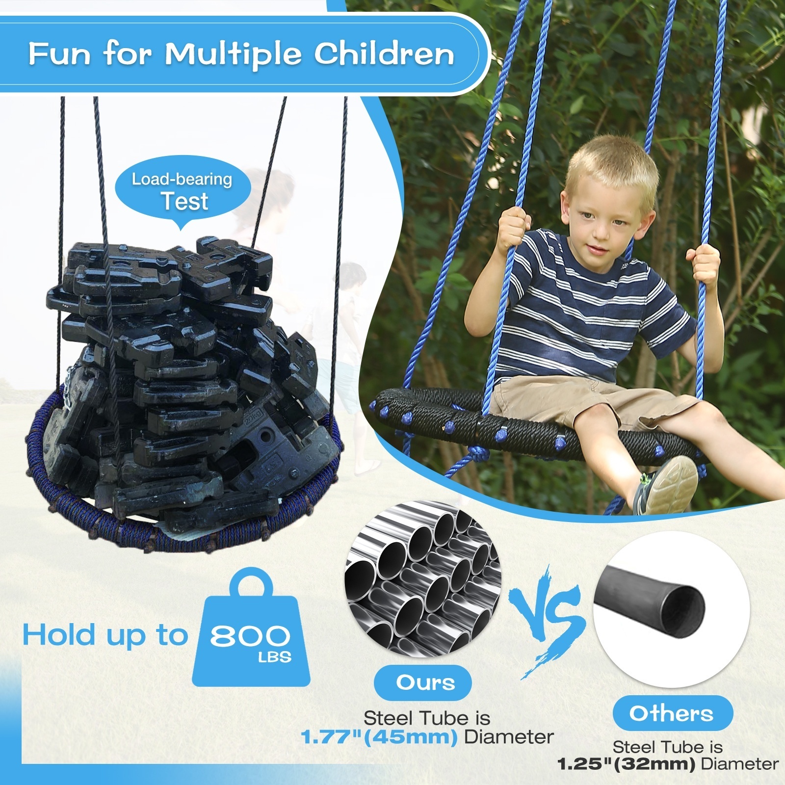 Good Quality Single Kid 60cm Portable Outdoor Baby Mesh Nest Round Swing Outdoor Spider Web Swing