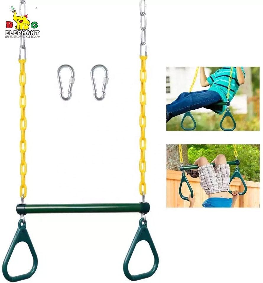 Factory Price Children Gym Trapeze Bar Swing Set Accessories With Triangle Handgrips