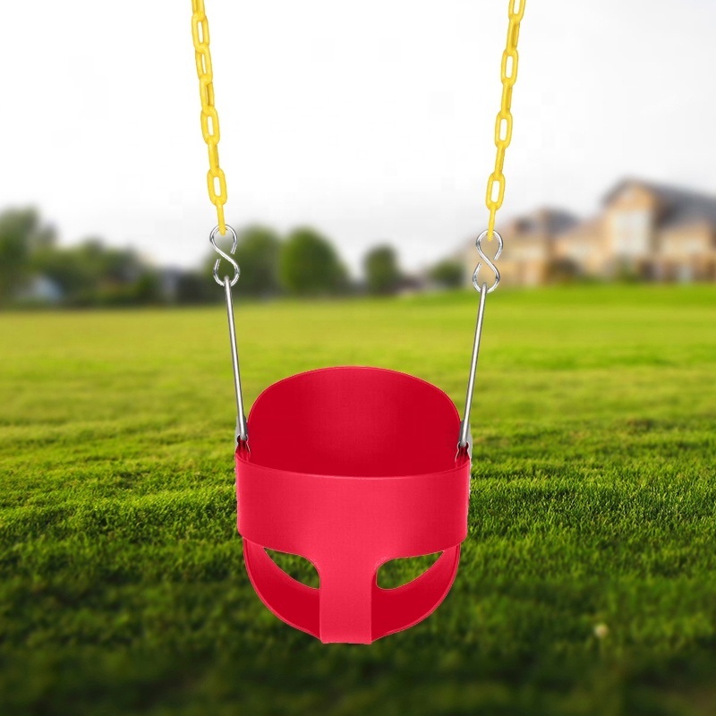 Indoor Outdoor Child Seat Swing Red High Back Full Bucket Toddler Swing