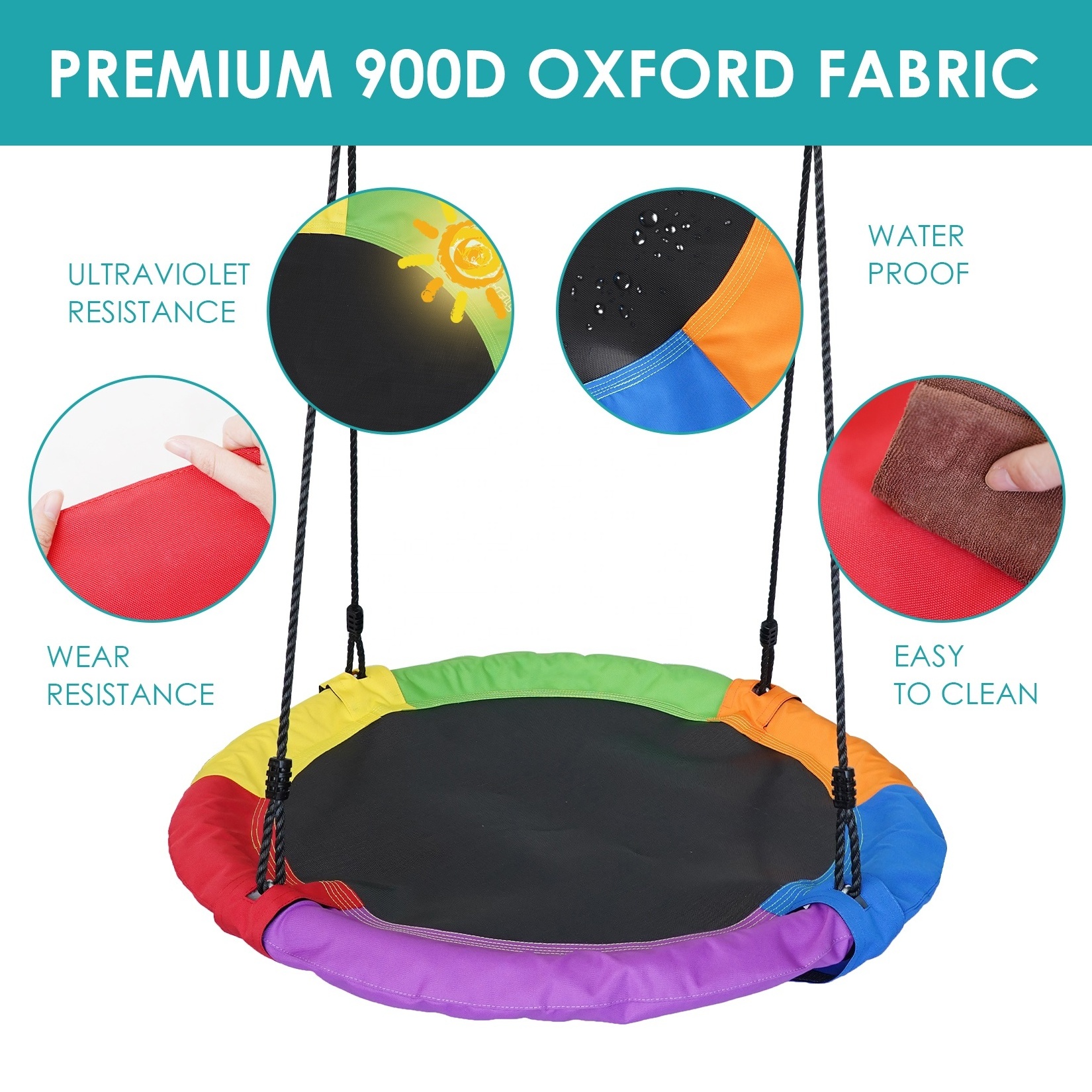 280kg Load Capaclty Oxford Fabrlc Kids Swing Outdoor Rainbow Tree Saucer Swing