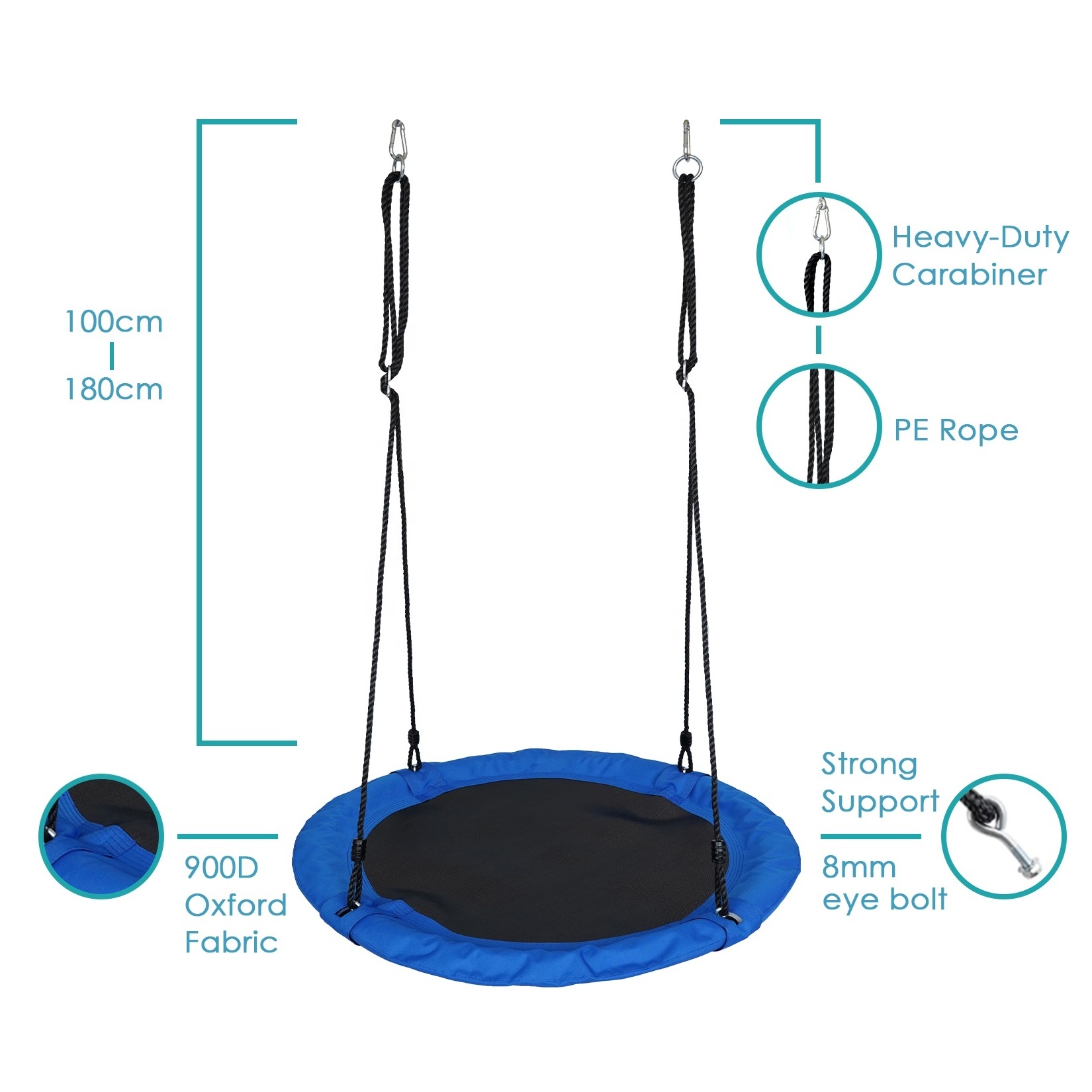 Playground Garden School Yard Adjustable Blue Hanging Rope Outdoor Saucer Swing for Kids