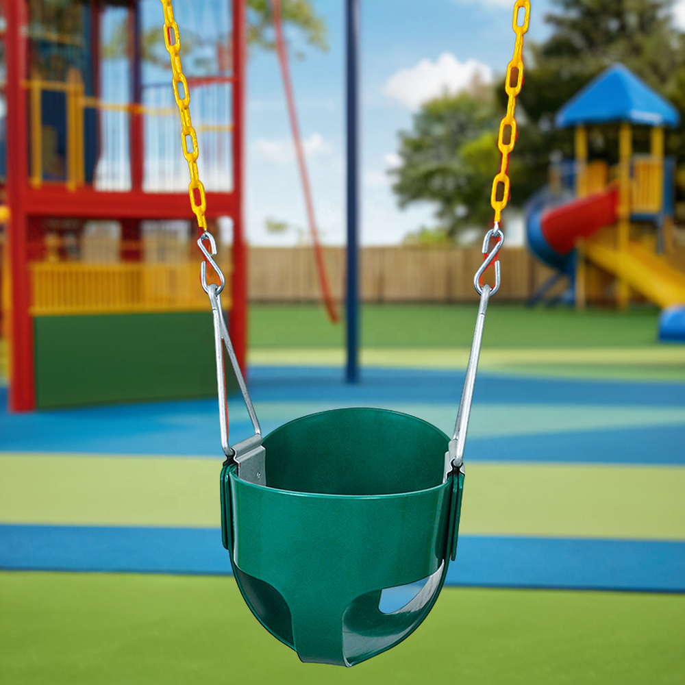 Park School Courtyard Villa Kids PVC Material Modern Outdoor High Back Full Bucket Toddler Swing Bucket