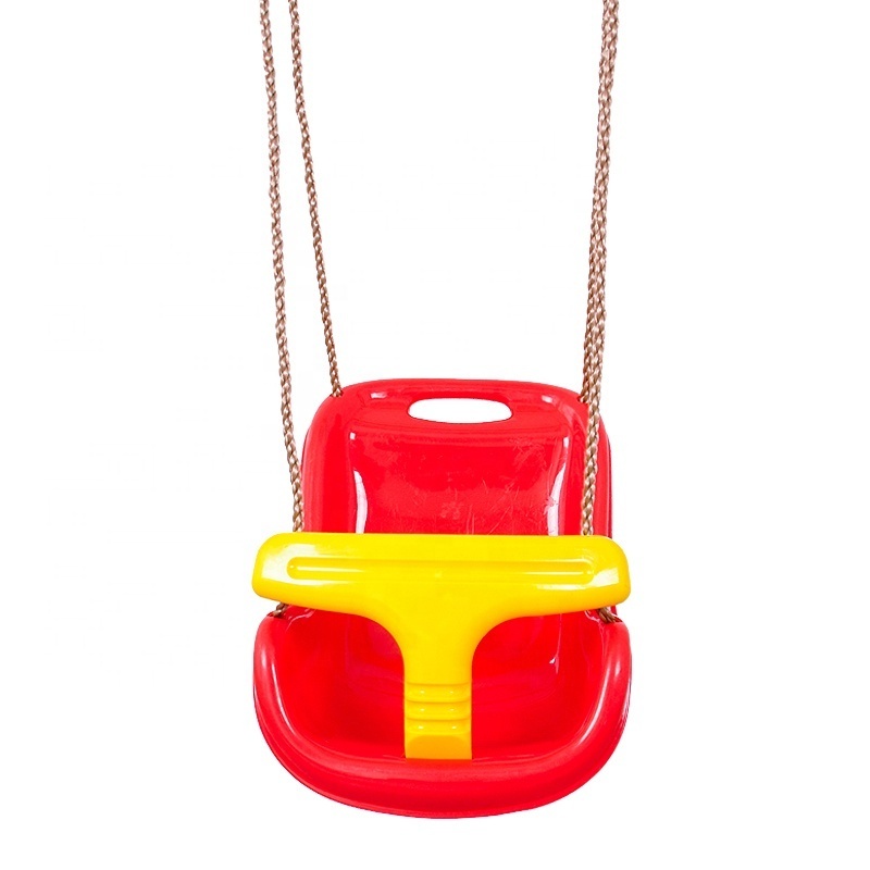 Baby Outdoor Indoor Modern High-Back Plastic Toddler Swing Rope Swing with T-Bar and Safety Rope