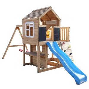 kids wooden backyard playground slide swing set outdoor playground equipment