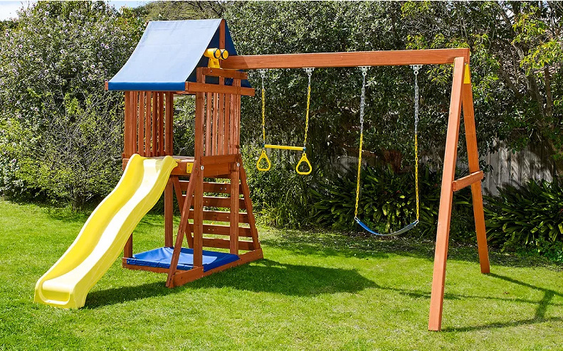 Children Outdoor Playground Equipment Wooden Swing Set Kids Slide Swing Set