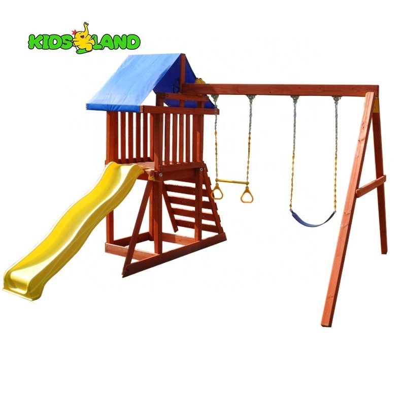 Children Outdoor Playground Equipment Wooden Swing Set Kids Slide Swing Set