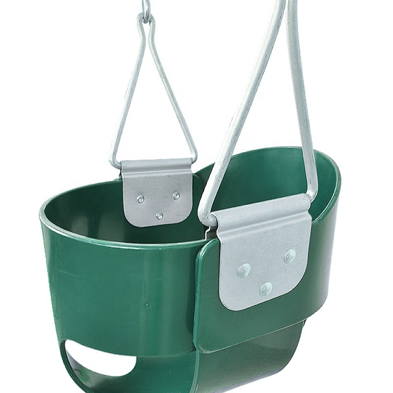 Outdoor Kids Swing Seat Easy Install Plastic Coated Chain Carabiners High Back Full Bucket Toddler Swing