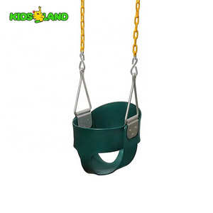 Outdoor Kids Swing Seat Easy Install Plastic Coated Chain Carabiners High Back Full Bucket Toddler Swing