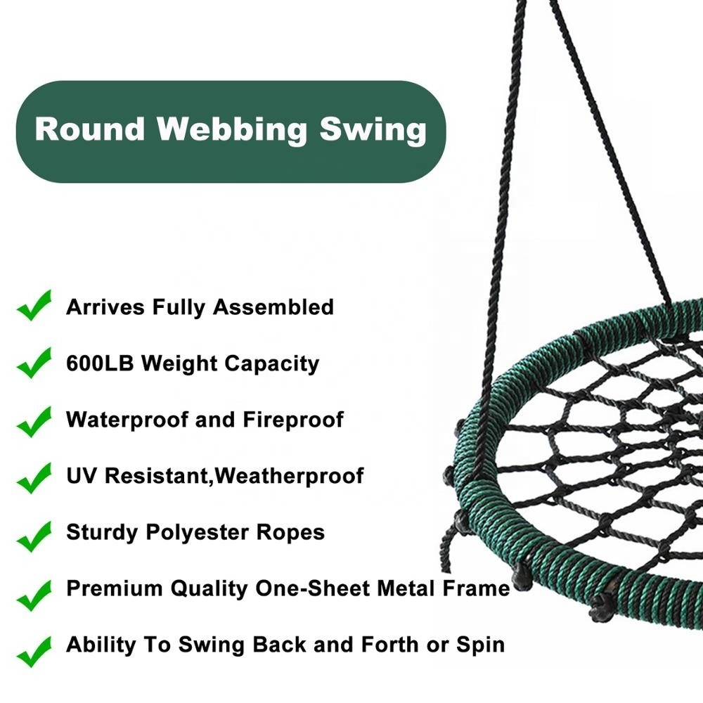 Fully Assemble Saucer Spinning Kids Outdoor Round Rope Net Swing Children Tree Web Nest Swing