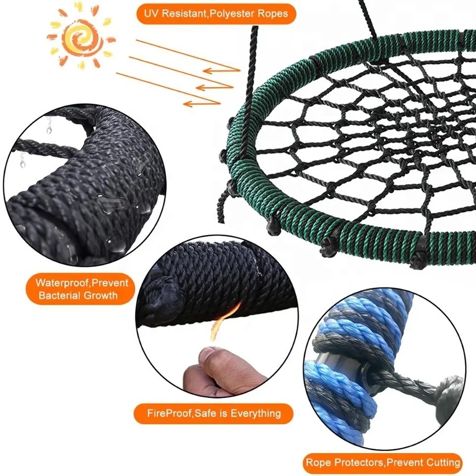 Fully Assemble Saucer Spinning Kids Outdoor Round Rope Net Swing Children Tree Web Nest Swing