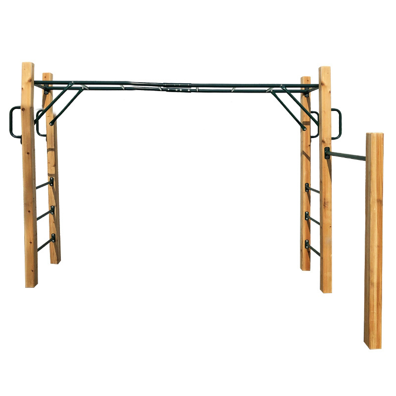 Outdoor Wooden Jungle Gym Kids Obstacle Course Climbing Frame Monkey Bar for Outdoor Fitness Equipment