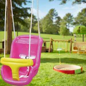 Baby Outdoor Indoor Modern High-Back Plastic Toddler Swing Rope Swing with T-Bar and Safety Rope