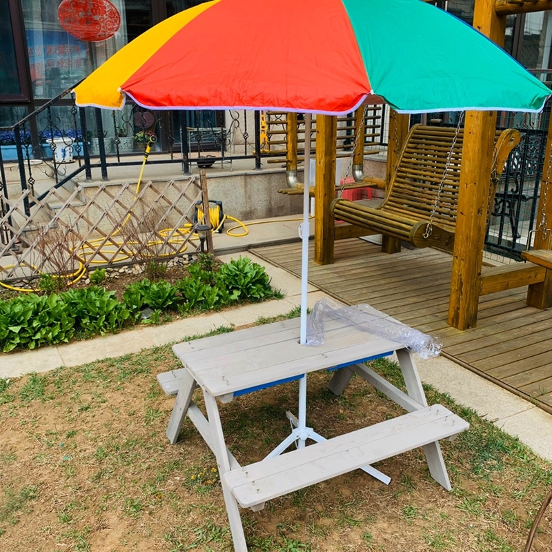 Sand Activity Play Picnic Table  with Umbrella and Chair Bench Set