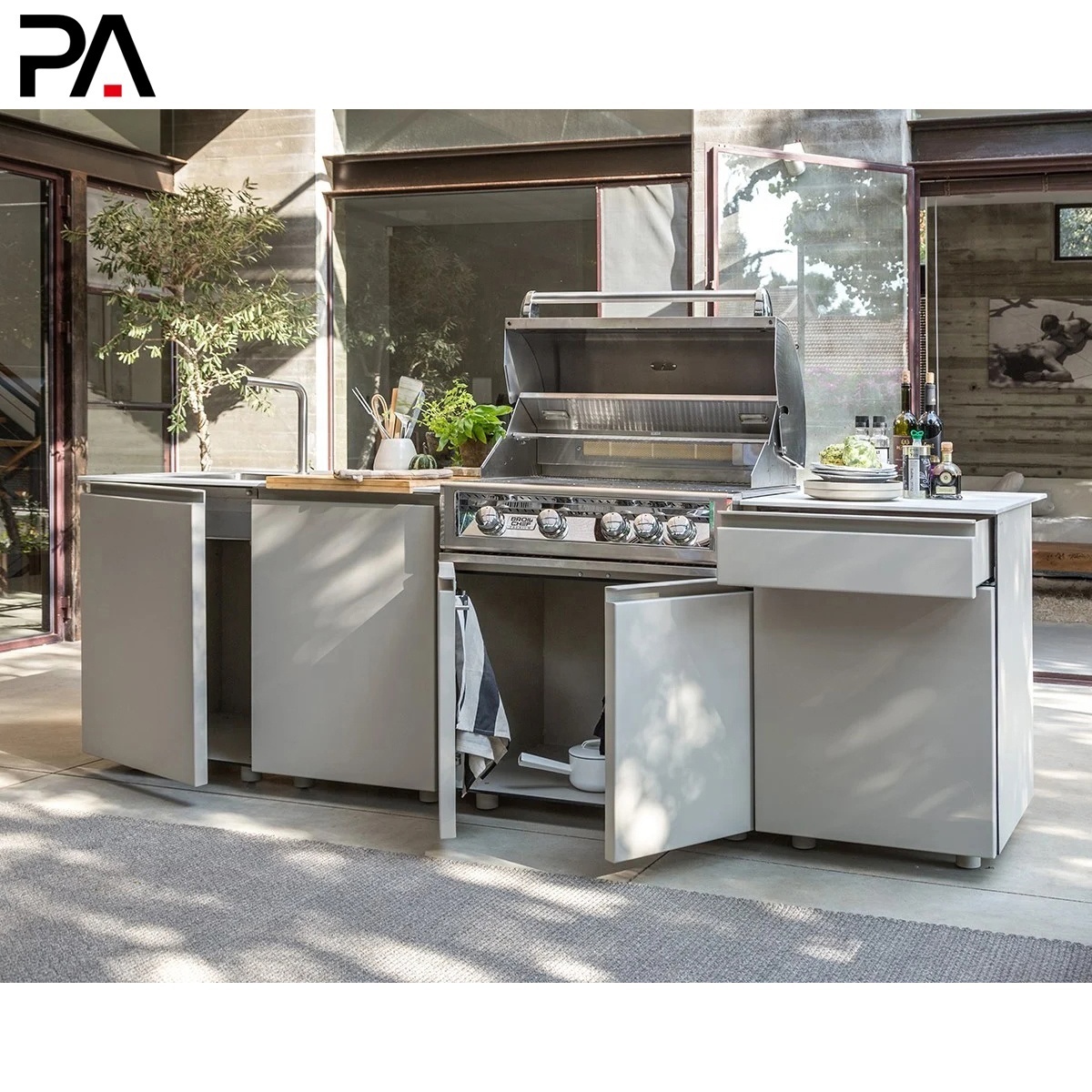 PA outside garden bbq metal stainless steel outdoor kitchen cabinets