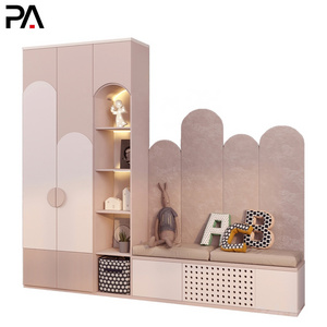 PA custom simple small size two door pink cabinet clothing room for baby closet wardrobe designs