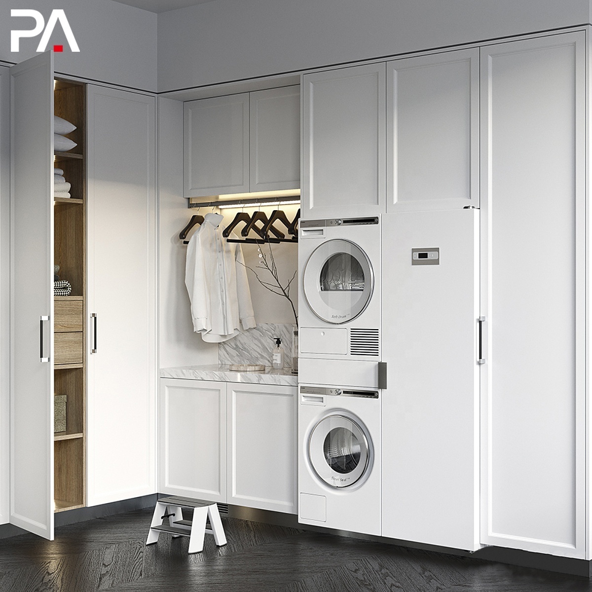 PA smart waterproof laundry room sink cabinet with washing machine laundry cabinet