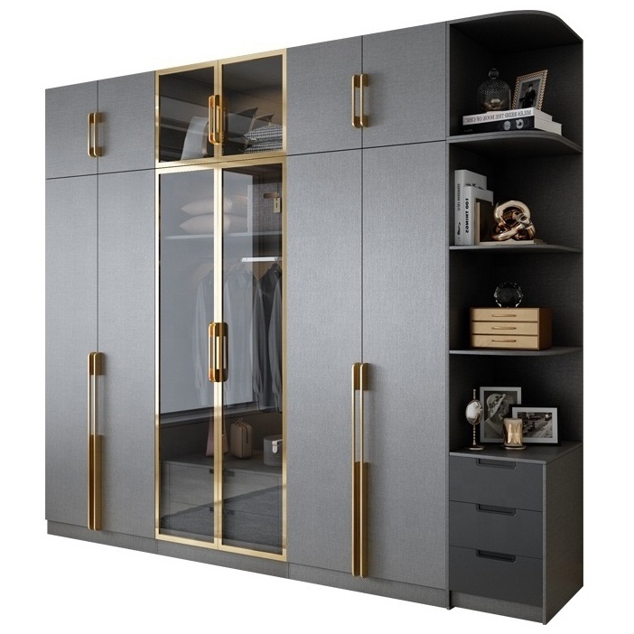 PA furniture modern bedroom custom closet glass door wooden wardrobe