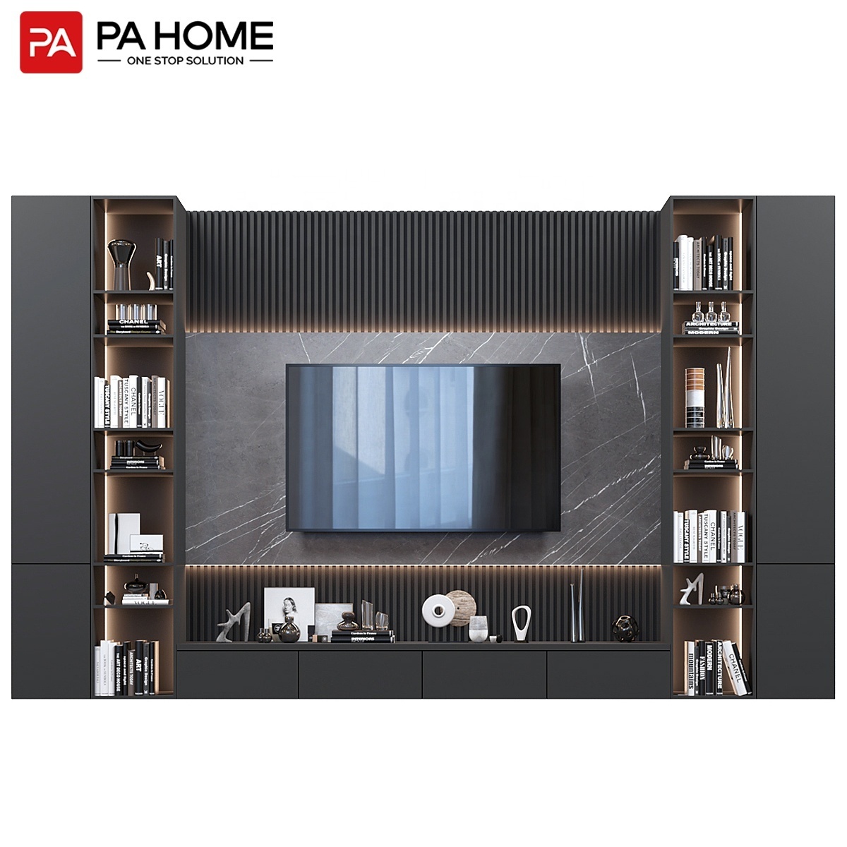 PA wooden luxury modern design stand unit wall mounted living room tv cabinet