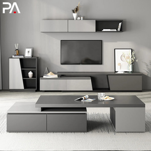 PA luxury modern marble tv unit with tv stand cabinet and coffee table set