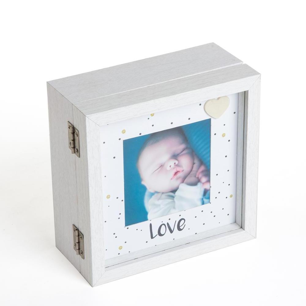 Wooden Glass covered silk printing Foldable display box with hinge for display storage decoration