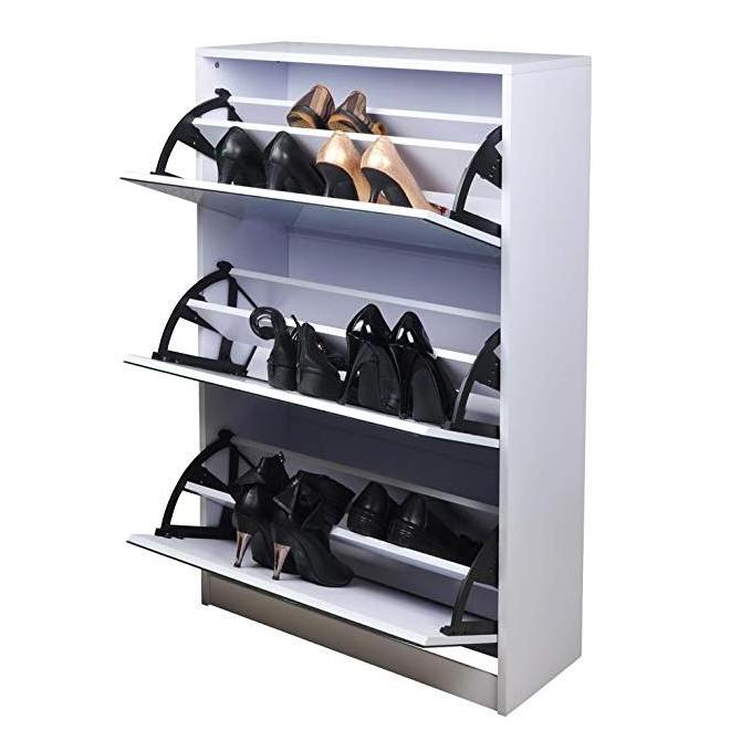 Factory direct sales mirror shoes cabinet with three drawers wooden shoe rack wooden shoe rack cabinet