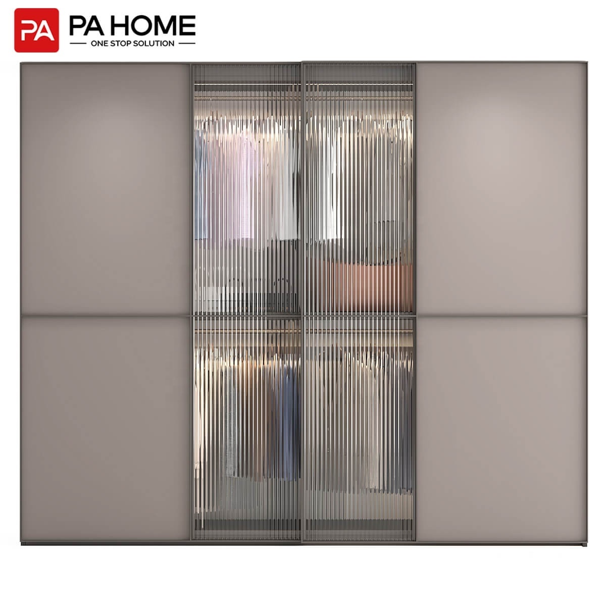 PA bedroom furniture luxury modern wooden mirror glass sliding door wardrobe