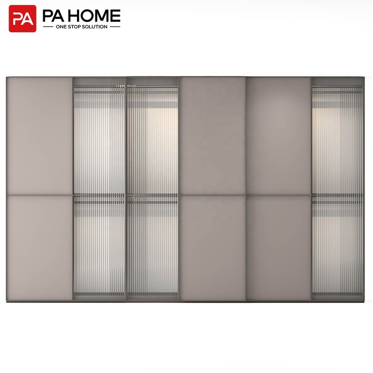 PA bedroom furniture luxury modern wooden mirror glass sliding door wardrobe