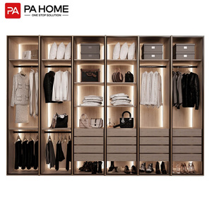 PA Home bedroom led light storage organization systems glass wardrobe closet