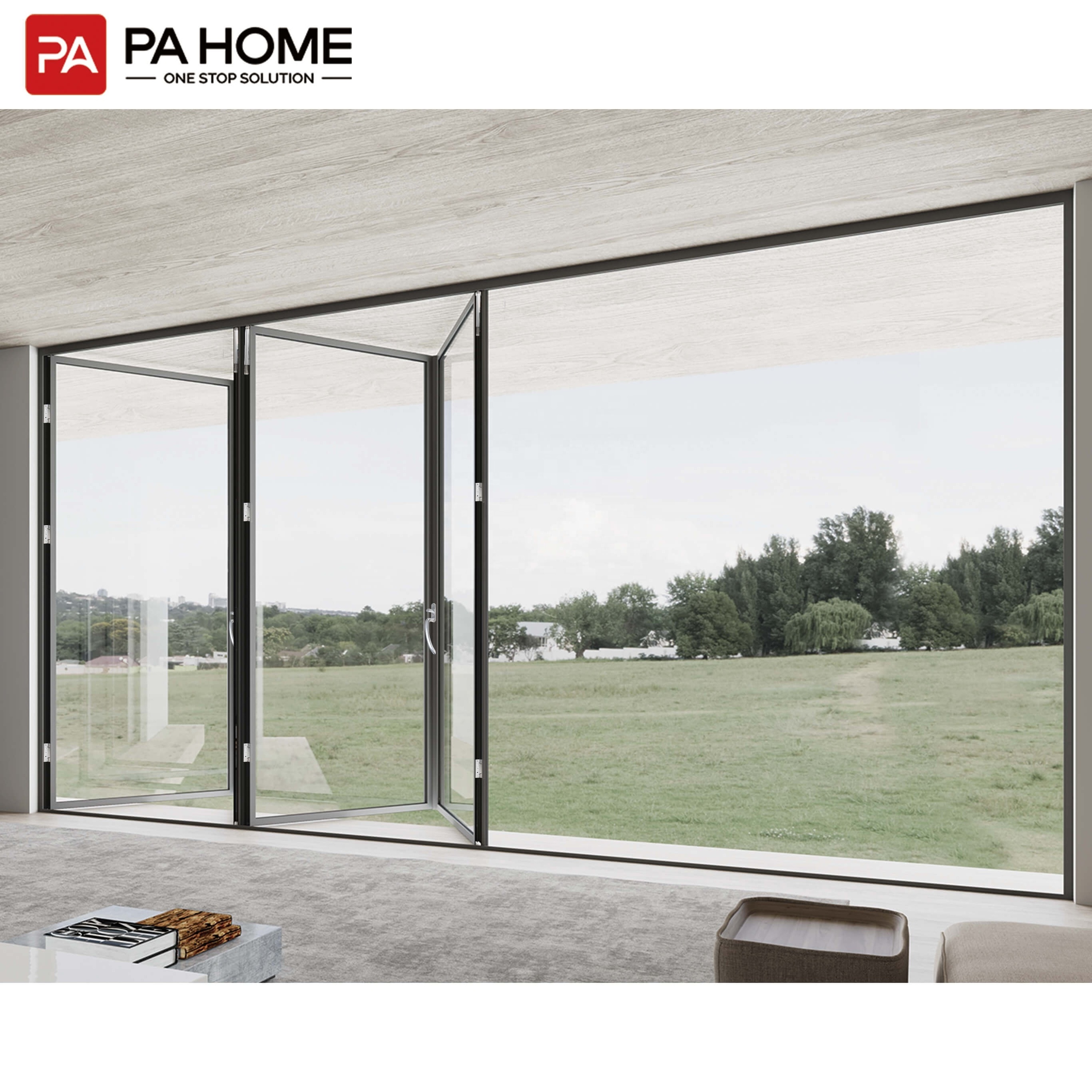 PA interior luxury custom modern design pvc aluminum folding glass bifold door