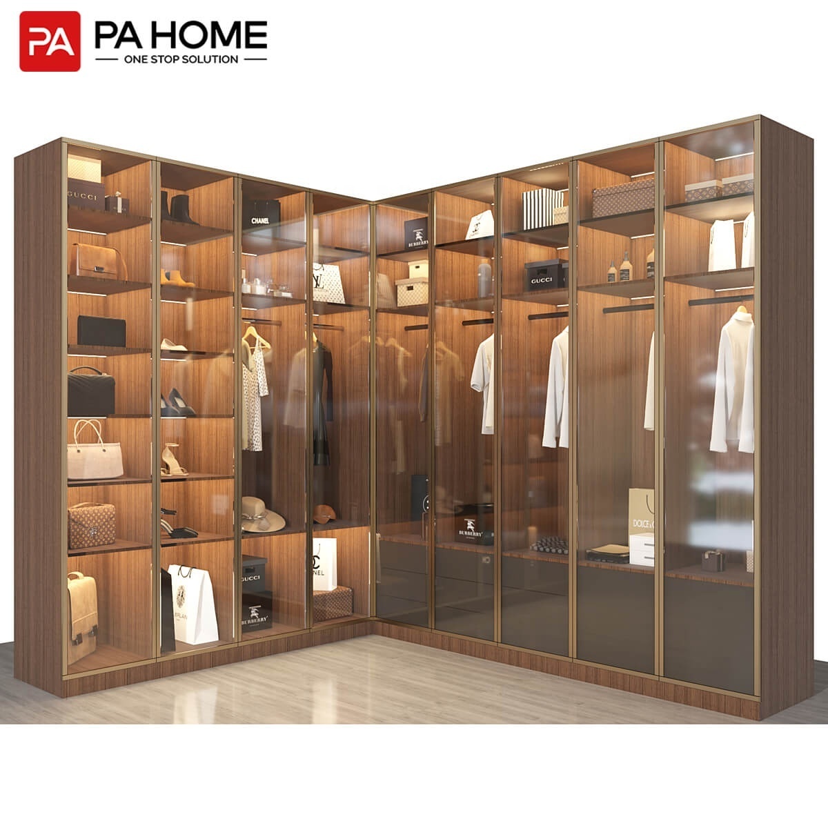 PA open corner sunmica designs for wardrobe modern custom walk in closet