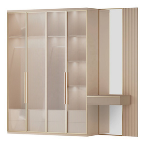 PA hotel bedroom furniture luxury closet set portable wooden modern glass wardrobe