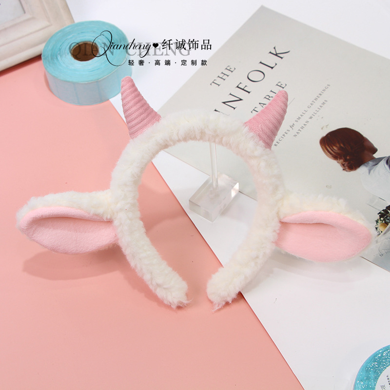 Halloween Animal Cosplay Costume Accessories Plush Goat Ears Horn Headband Sheep Ear headband