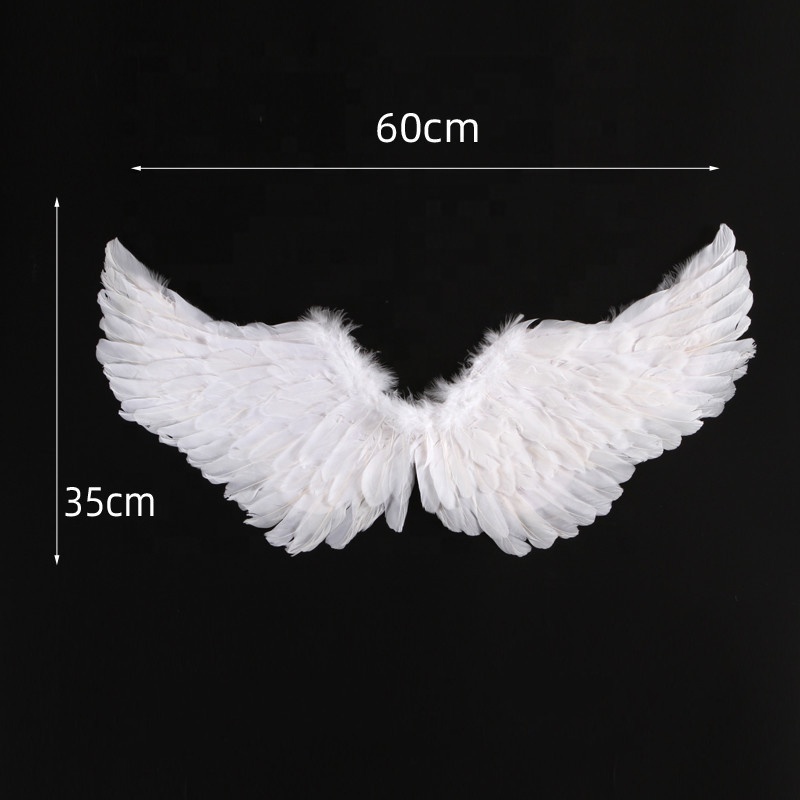 Halloween Cosplay Costume Black White Feather Angel Wings Headband and Hand Prop 3PC Set