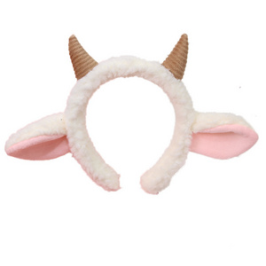 Halloween Animal Cosplay Costume Accessories Plush Goat Ears Horn Headband Sheep Ear headband