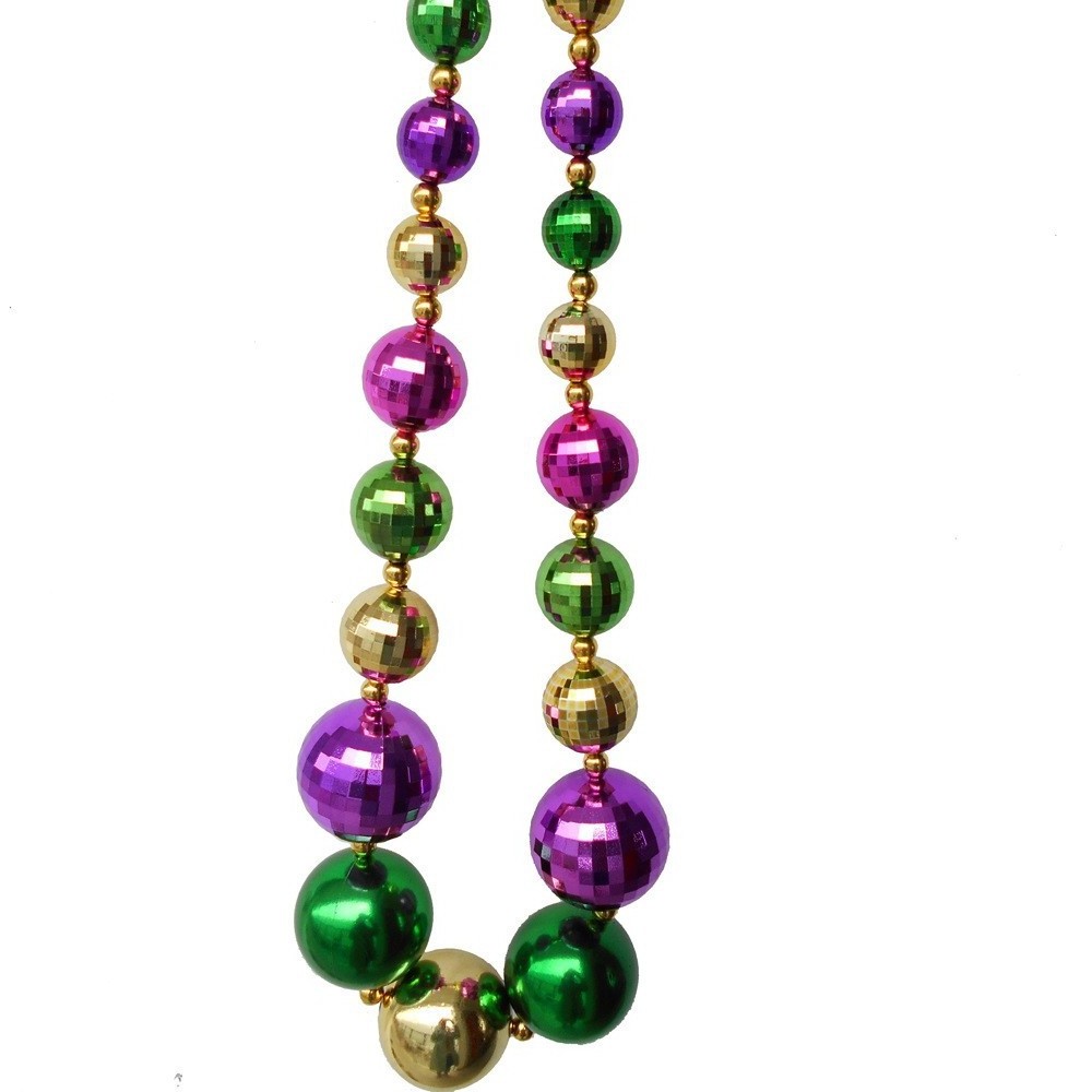 jumbo mardi gras chain necklace beads green gold purple necklace