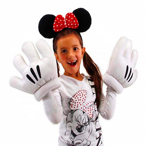 Plush Costume Gloves Big Hands Black white Mouse Ears Gloves Set