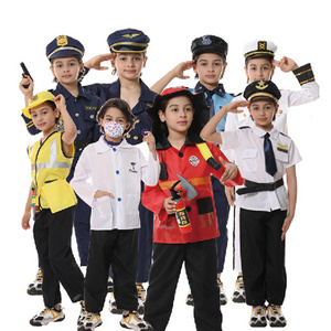 role play firemen career costume firefighter clothes with accessories for kids scrubs firemen doctor cosplay uniforms